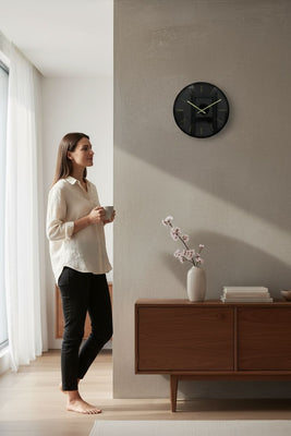 Wandklok aluminium zwart