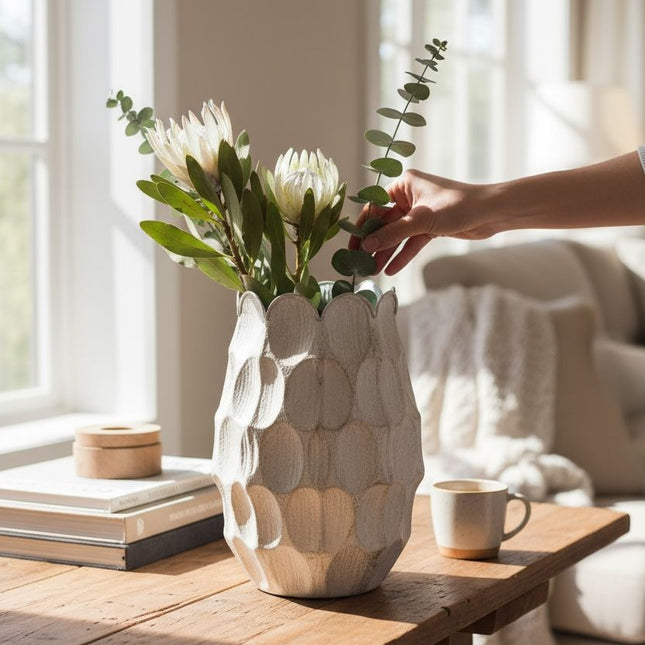 Vaas Bladstructuur klein wit