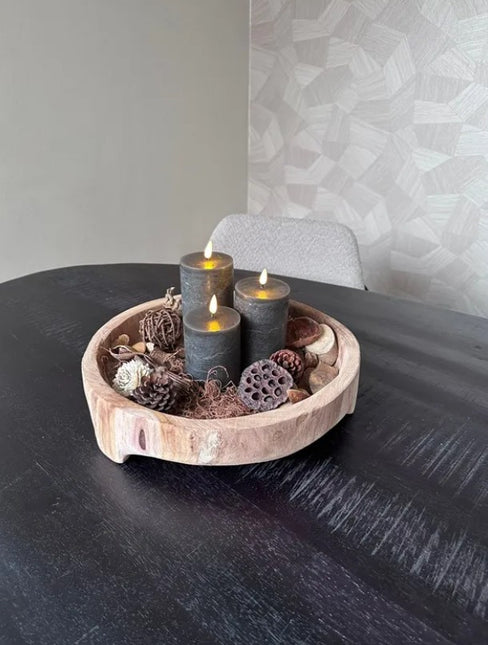 Houten schaal op pootjes groot