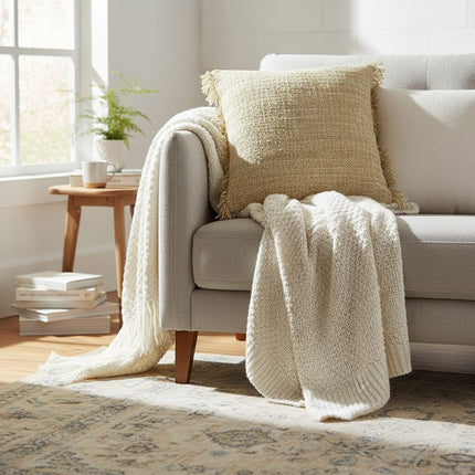 Sierkussen Fringe beige