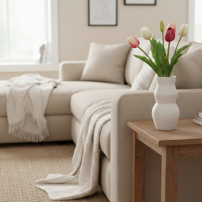 Kunsttulpen - real touch wit roze set van 5