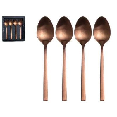 Dessertlepeltjes koper - set 4 stuks