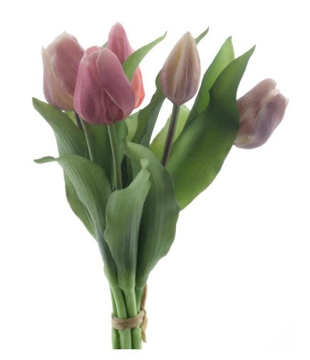 Kunsttulpen - real touch mauve roze set van 7