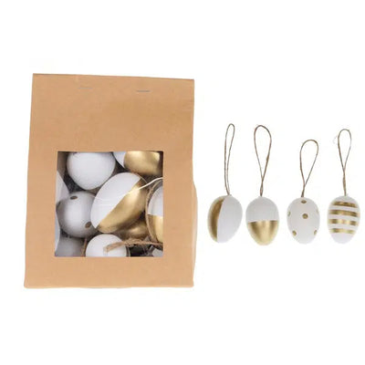 Paasei hanger goud wit - 10 stuks