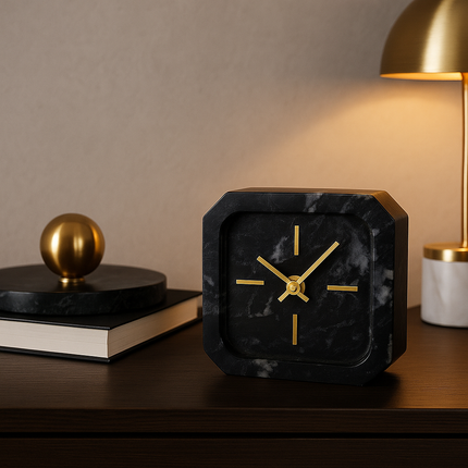 Tafelklok Marmora zwart klein