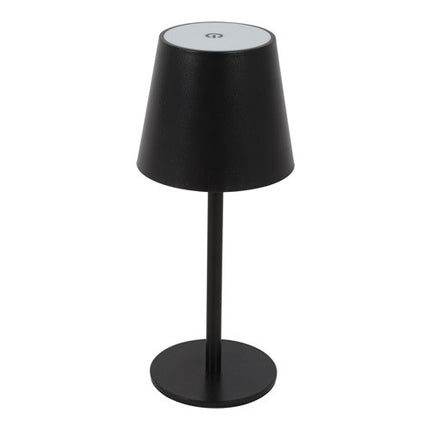 Zwarte LED tafellamp met kap en slanke voet 26 cm hoog