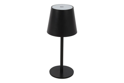 Zwarte LED tafellamp met kap en slanke voet 26 cm hoog