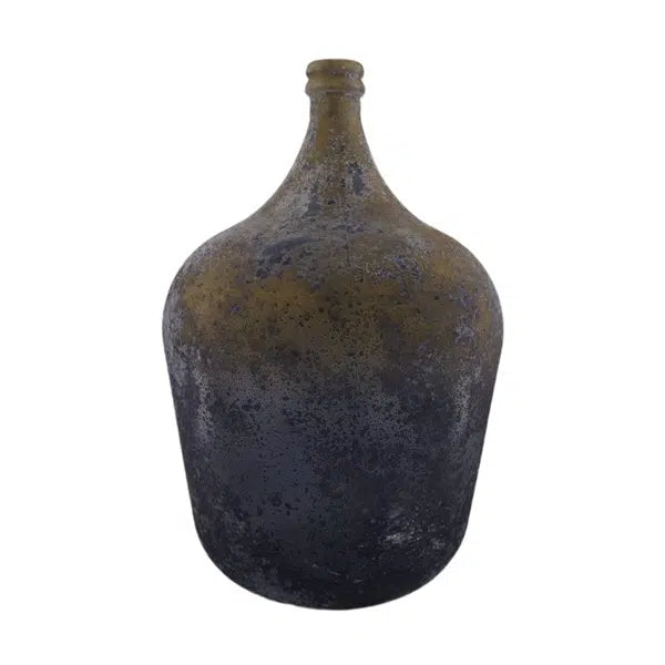 Vaas gerecycled glas blauw goud L ø37x56 cm