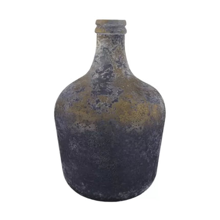 Vaas gerecycled glas blauw goud S ø27x42 cm