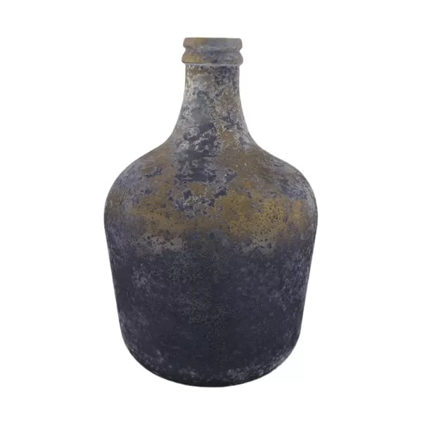 Vaas gerecycled glas blauw goud S ø27x42 cm