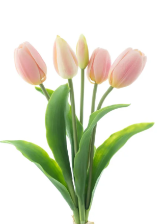 Kunsttulpen real touch licht roze set van 5
